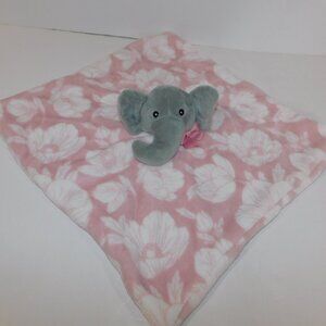 Lila & Jack Gray Elephant Pink Mauve Floral Security Blanket Baby Lovey Nunu